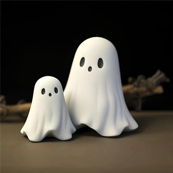 Halloween Ghost Statue Set – Resin Tabletop Indoor Decoration - Picture 1 of 6